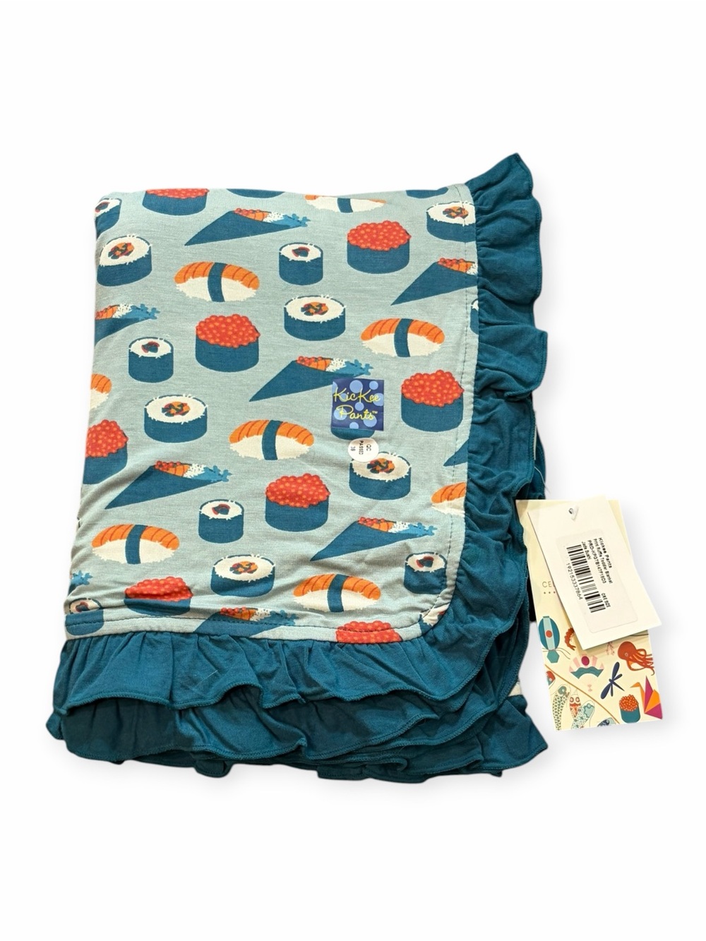 🆕 Kickee Pants Bamboo Jade Sushi Ruffle Toddler Blanket
